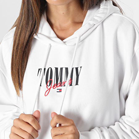 Tommy Jeans - Felpa con cappuccio donna Relax Essential Logo 6397 Bianco