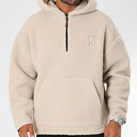 HUGO Sweat Capuche Polaire Col Zippé Dotato 50496412 Beige