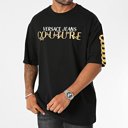 Versace Jeans Couture - Tee Shirt Logo Chain 75GAHF01-CJ00F Noir