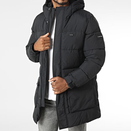 Calvin Klein - Chaqueta larga con capucha Nylon arrugado 2228 Negro