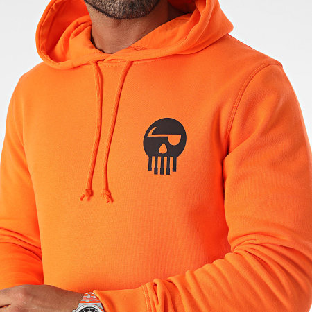 Piraterie Music - Sweat Capuche Logo Chest And Back Orange Noir