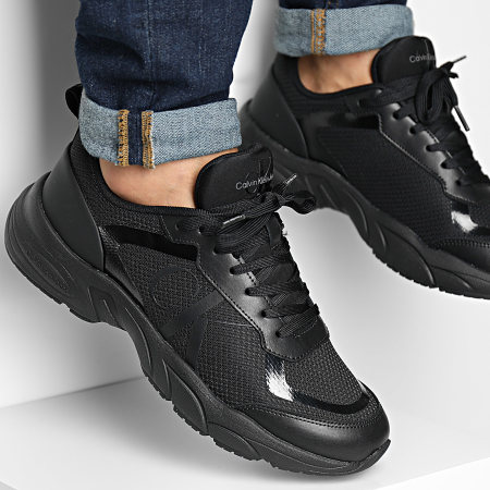 Calvin Klein Baskets Retro Tennis Laceup Mesh 0785 Triple Black LaBoutiqueOfficielle
