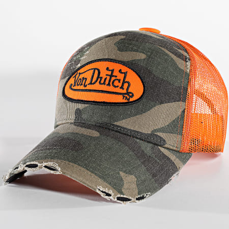 Von Dutch - Cas1 Gorra Trucker Naranja Verde Caqui Camuflaje