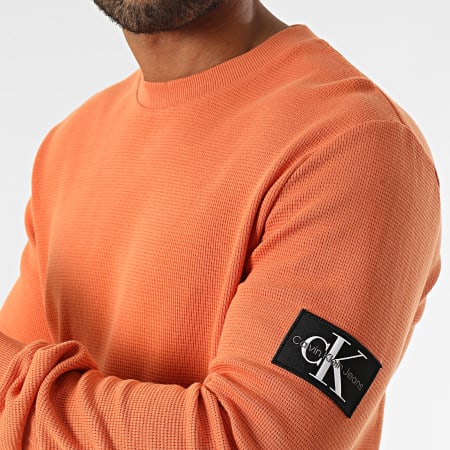 Calvin Klein - Sweat Crewneck Monogram Badge Waffle 3485 Orange