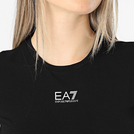 EA7 Emporio Armani - Tee Shirt A Bandes Femme 6RTT25-TJKUZ Noir Doré