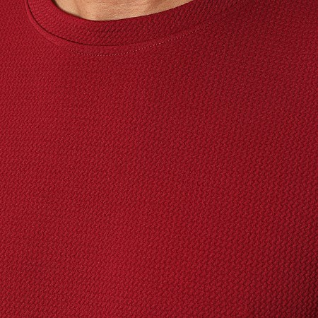 LBO - Sudadera de cuello redondo con textura de gofre 0547 Burdeos
