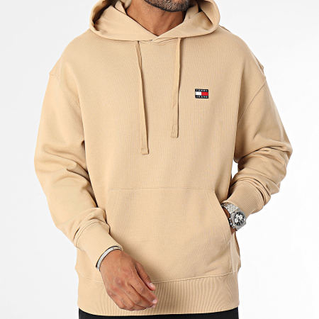 Tommy Jeans - Sudadera con capucha Relax XS Insignia 6369 Beige