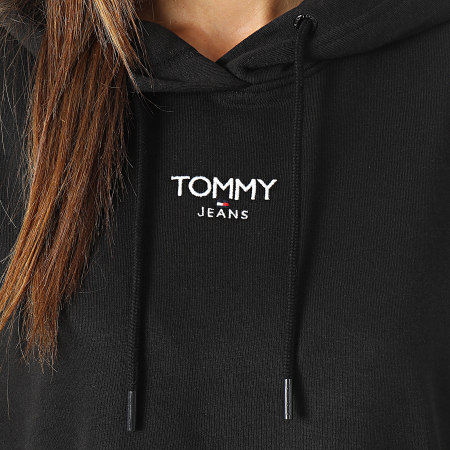 Tommy Jeans - Vestido de mujer con capucha Essential Logo 6482 Negro