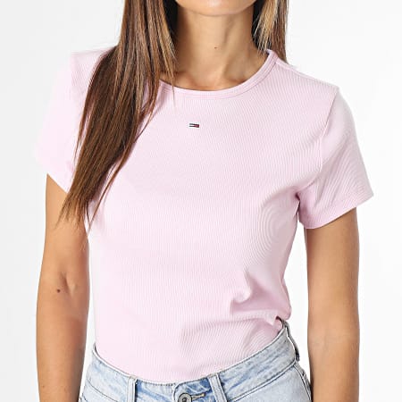 Tommy Jeans - Camiseta de mujer Essential Rib 4876 Rosa