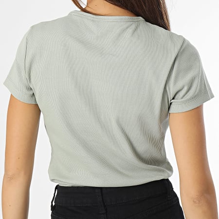 Tommy Jeans - Maglietta donna Essential Rib 4876 verde cachi chiaro