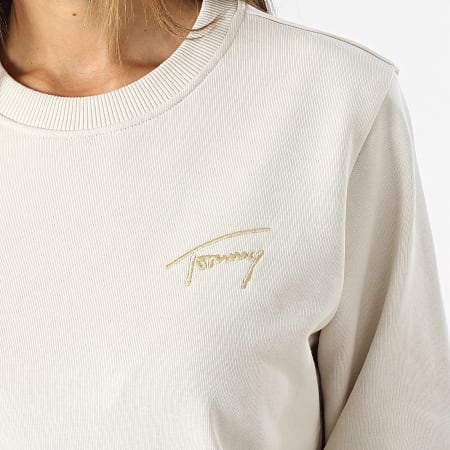 Tommy Jeans - Felpa donna Gold Signature a girocollo 6906 Beige Gold