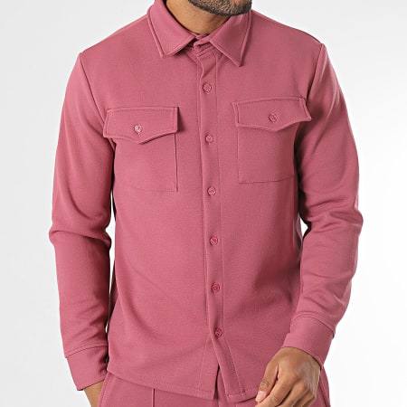 Uniplay - Conjunto de camisa de manga larga y pantalón chino rosa fucsia