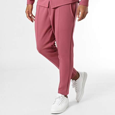 Uniplay - Conjunto de camisa de manga larga y pantalón chino rosa fucsia