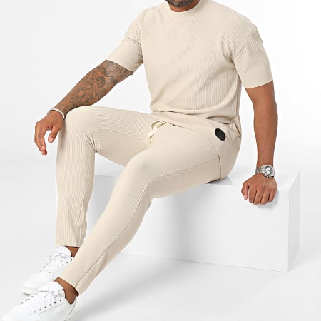 Zelys Paris - Set di maglietta e pantaloni da jogging beige