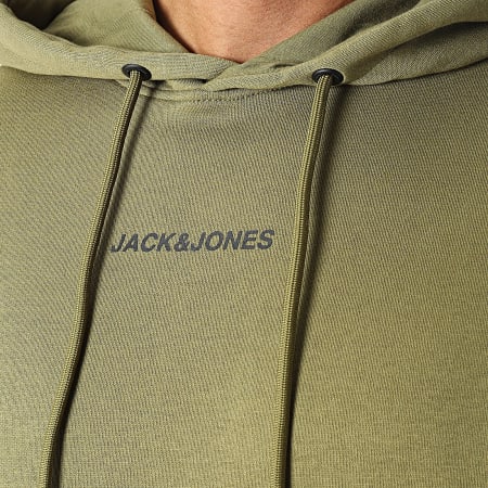 Jack And Jones - Sweat Capuche A Bandes Taper Vert Kaki