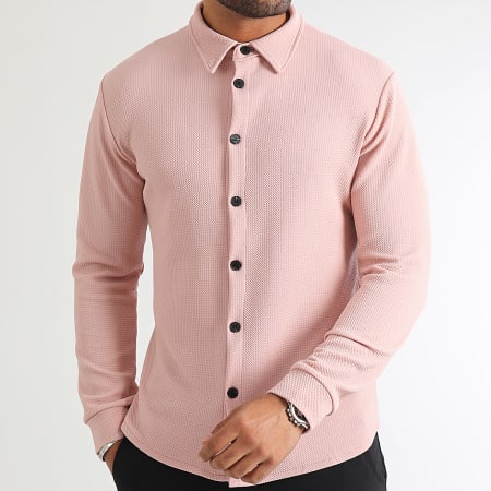 LBO - Camisa de manga larga con textura gofre 0578 Rosa