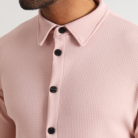 LBO - Camisa de manga larga con textura gofre 0578 Rosa