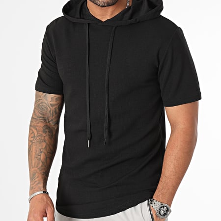 LBO - Waffle Textured Hooded Tee 0580 Negro