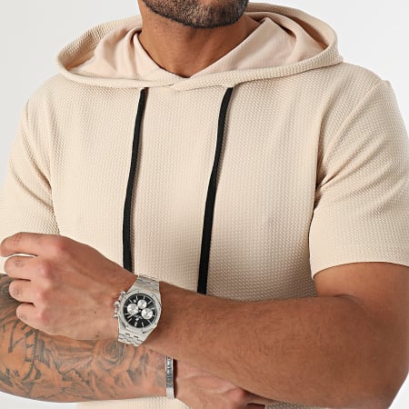 LBO - Hooded T-shirt met wafelstructuur 0581 Licht Beige