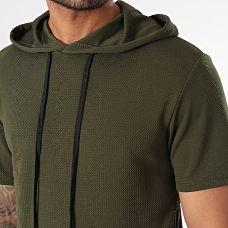 LBO - Tee con cappuccio Waffle Textured 0583 Verde Khaki