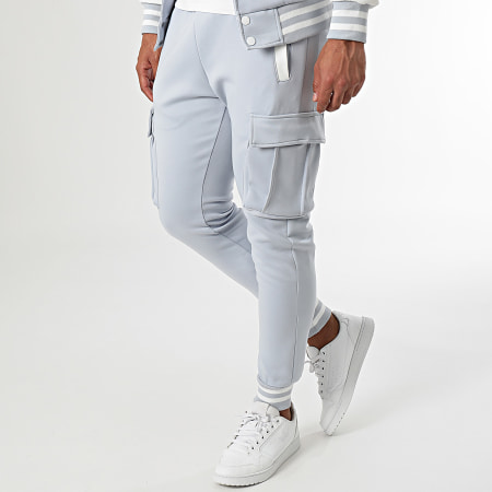 LBO - Set giacca con cappuccio e pantaloni da jogging Teddy 0139 grigio bianco