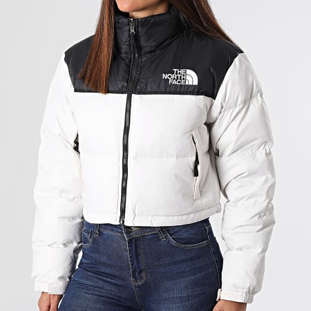Doudoune Crop Femme Nuptse Short A5GGE Blanc Noir