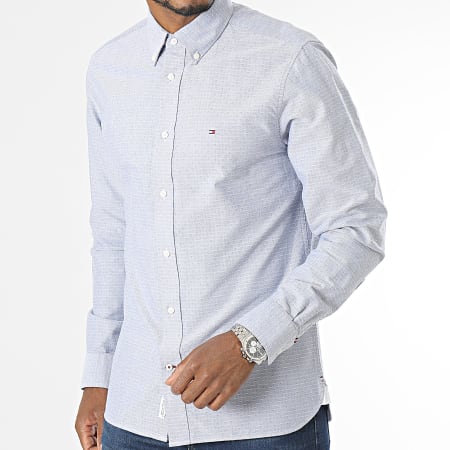 Tommy Hilfiger - Chemise Manches Longues Oxford Dobby 2868 Bleu Clair Chiné