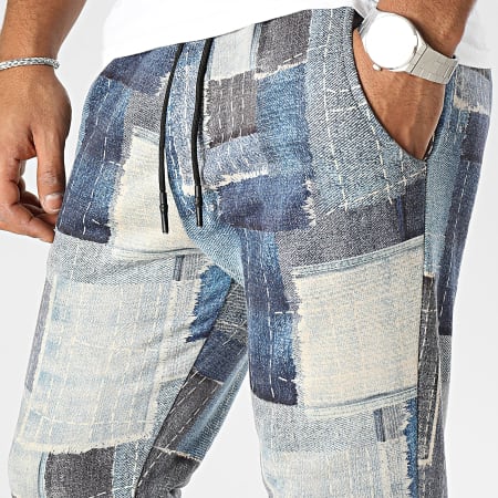 Uniplay - Pantaloni da jogging con lavaggio in denim blu