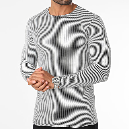 Uniplay - Maglietta a maniche lunghe con strisce bianche e nere
