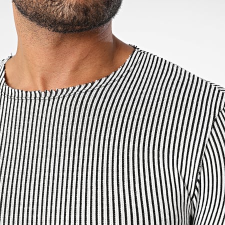 Uniplay - Tee Shirt Manches Longues A Bandes Blanc Noir