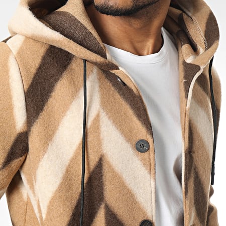 Uniplay - Chaqueta con capucha de piel sintética marrón beige