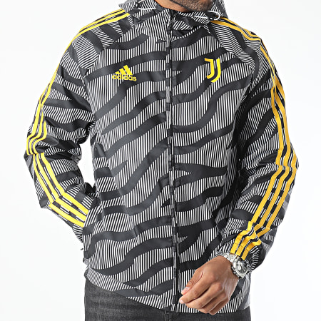 Adidas Sportswear - Coupe-Vent Zippée Capuche A Bandes Juventus HZ4963 Noir Blanc