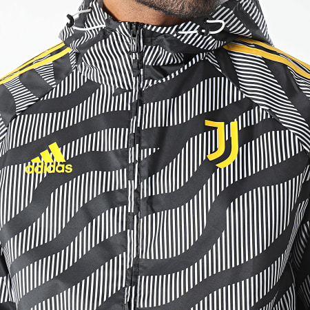 Adidas Sportswear - Coupe-Vent Zippée Capuche A Bandes Juventus HZ4963 Noir Blanc