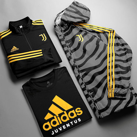Adidas Sportswear - Coupe-Vent Zippée Capuche A Bandes Juventus HZ4963 Noir Blanc