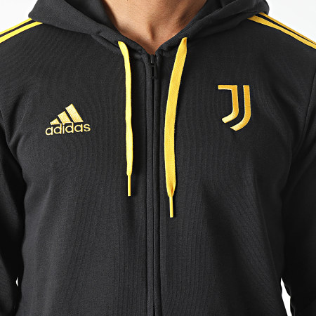 Adidas Sportswear - Juventus HZ4966 Felpa con cappuccio con zip a righe nere
