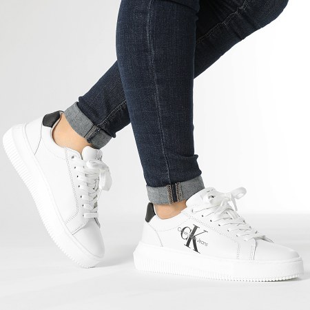 Calvin Klein - Baskets Femme Chunky Cupsole Lace Up Mono 0823 Bright White Black