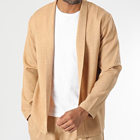 Frilivin - Conjunto de chaqueta y pantalón beige