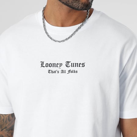 Looney Tunes - Tee Shirt Oversize Large Half Bugs Bunny Graffiti Blanc