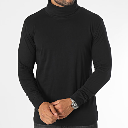 Camiseta de manga larga con cuello alto - Negro