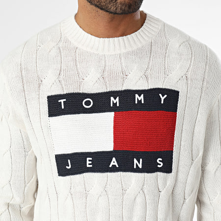 Tommy Jeans - Relax Flag Cable 7762 Jersey Beige Claro