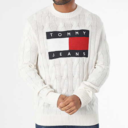 Tommy Jeans - Relax Flag Cable 7762 Jersey Beige Claro