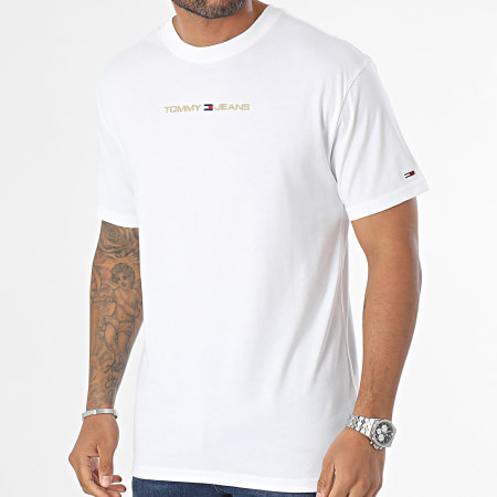 Tommy Jeans - Tee Shirt Classic Gold Linear 7728 Blanc Doré