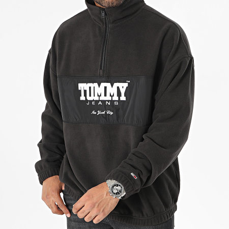Tommy Jeans - Mezcla de tejidos Cuello con cremallera Sudadera 7803 Negro
