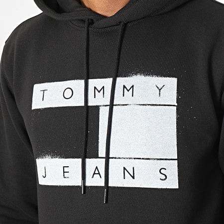 Tommy Jeans - Felpa con cappuccio Regular Flag Spray 7911 Nero