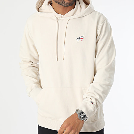 Tommy Jeans - Sudadera con capucha Regular Washed Signature 7912 Beige