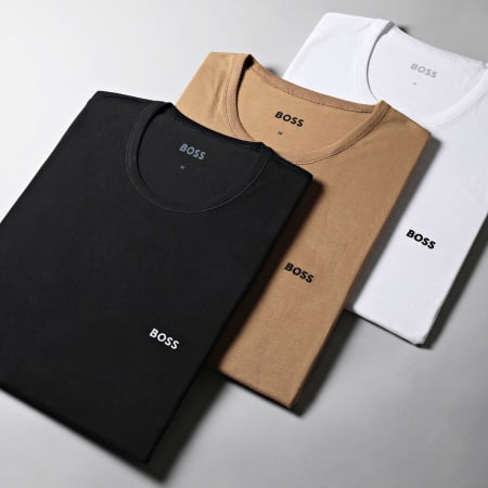 BOSS - Lote de 3 camisetas clásicas 50475284 Blanco Negro Camel