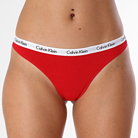Calvin Klein - Juego De 3 Tangas Para Mujer QD5145E Negro Rojo Rosa