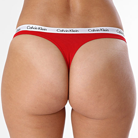 Calvin Klein - Juego De 3 Tangas Para Mujer QD5145E Negro Rojo Rosa