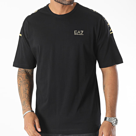 EA7 Emporio Armani - Camiseta a rayas 6RPT10-PJ7CZ Negro Oro