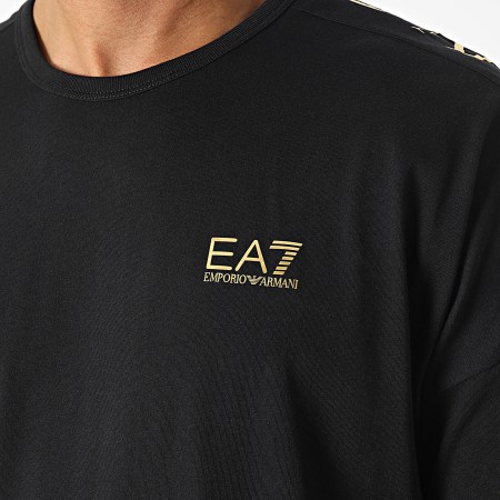 EA7 Emporio Armani - Camiseta a rayas 6RPT10-PJ7CZ Negro Oro